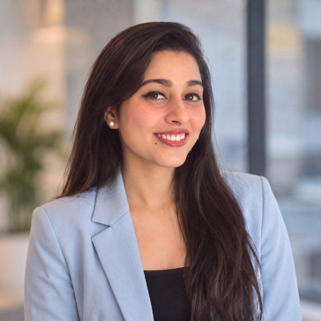 Reshma Singh in a light blue blazer